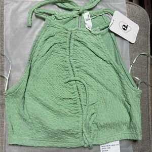 Elodie Green Textured Crop Top